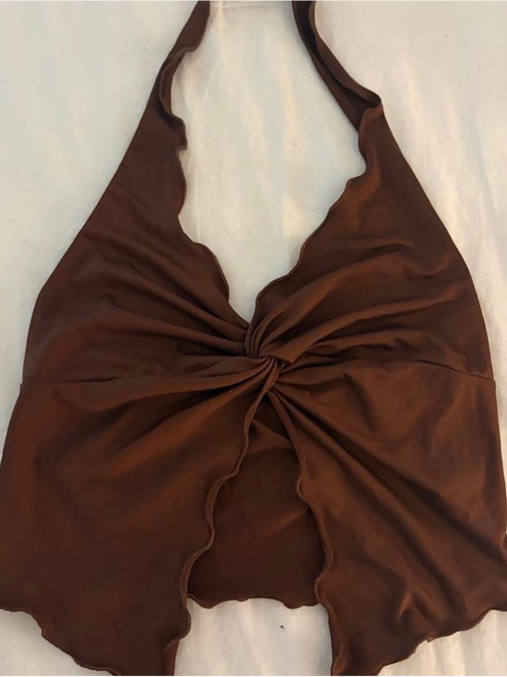 SHEIN Chocolate Brown Halter Knot-Front